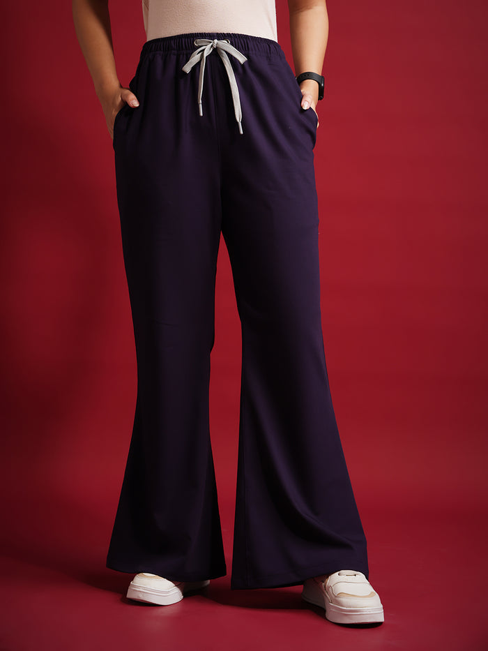 Monarch 4way Stretchable (Violet) With Flared Pant Set