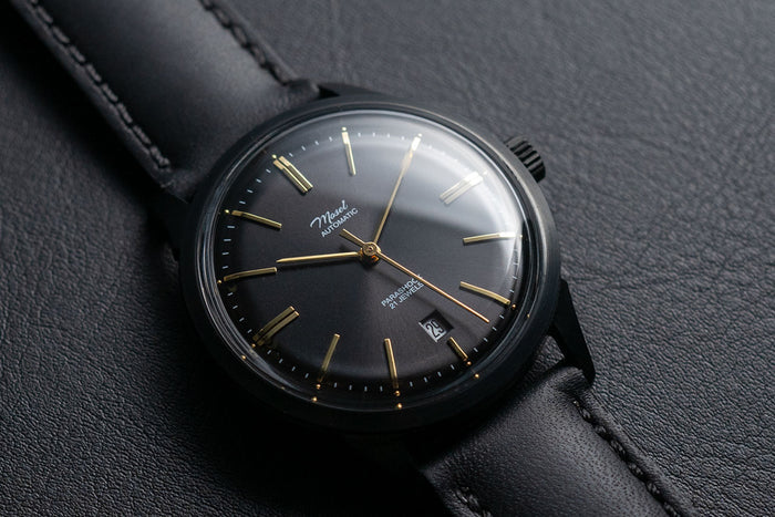 diy watch club - black mosel with gold hands - miyota movement