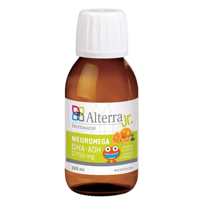 Bottle of Alterra Jr. Neuromega Orange Flavour 2750mg 100ml