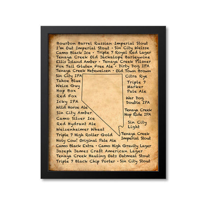 Nevada Beer Map Art Print