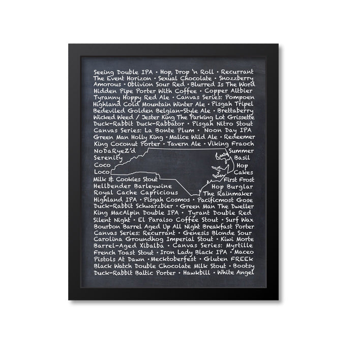 North Carolina Beer Map Art Print