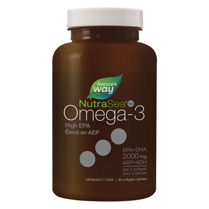 Bottle of NutraSea HP Extra Strength EPA Omega-3 Mint Flavour  Liquid Gels 60 Softgels
