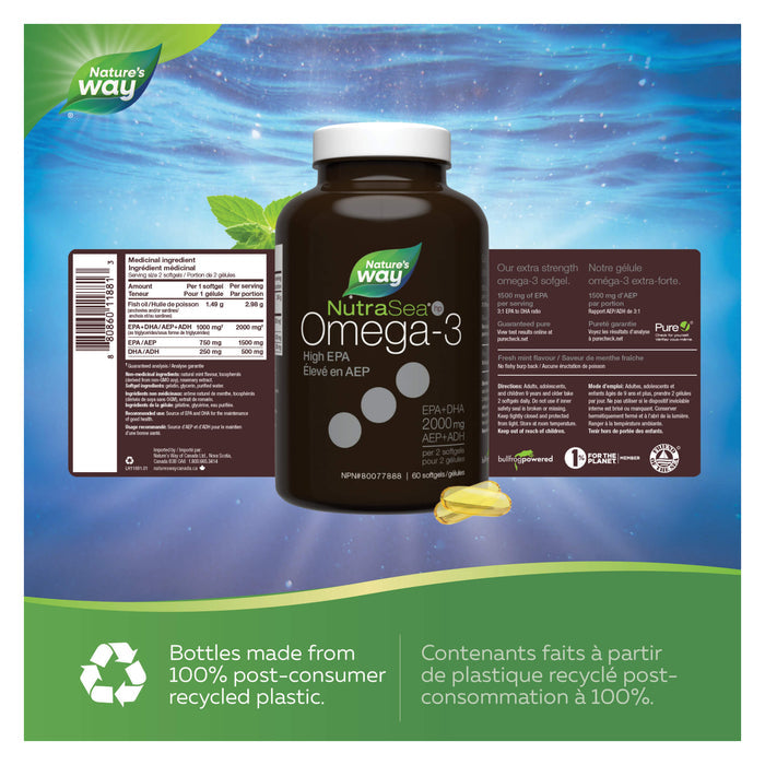 NutraSea HP Extra Strength EPA Omega-3  Mint Flavour  Liquid Gels 60 Softgels Information