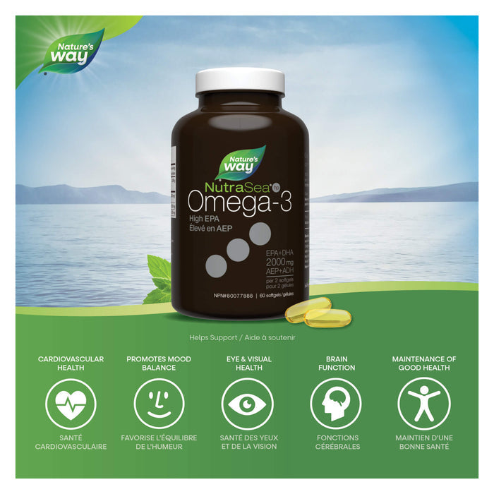 NutraSea HP Extra Strength EPA Omega-3  Mint Flavour  Liquid Gels 60 Softgels Benefits