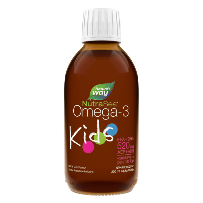 Bottle of NutraSea NutraSea Kids Omega-3 (Bubble Gum) Liquid 200ml