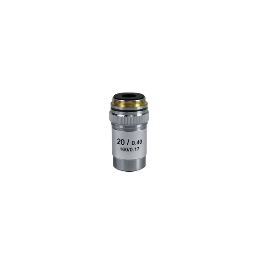 Objective Working Distance 2.1mm 20X Achromatic Objective, SKU BM02503411, three quarter front view
