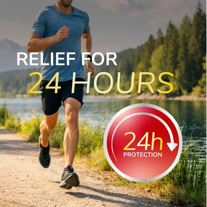 Athlete's Foot antifungal cream 24-hour relief on a running person
