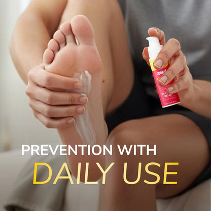 Athlete's Foot antifungal cream applied to foot using pump bottle for daily use