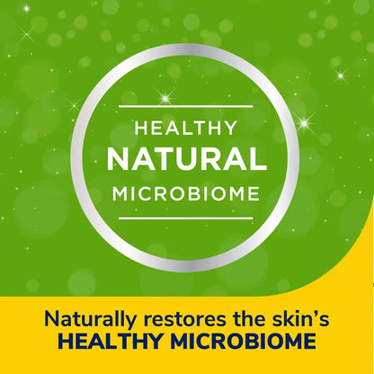 Foot odor probiotic spray healthy natural microbiome badge on green background