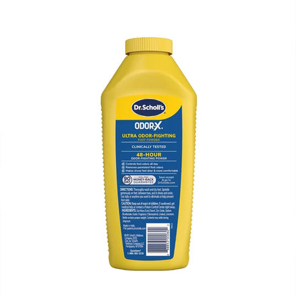 Odor-X Ultra odor-fighting foot powder bottle back label