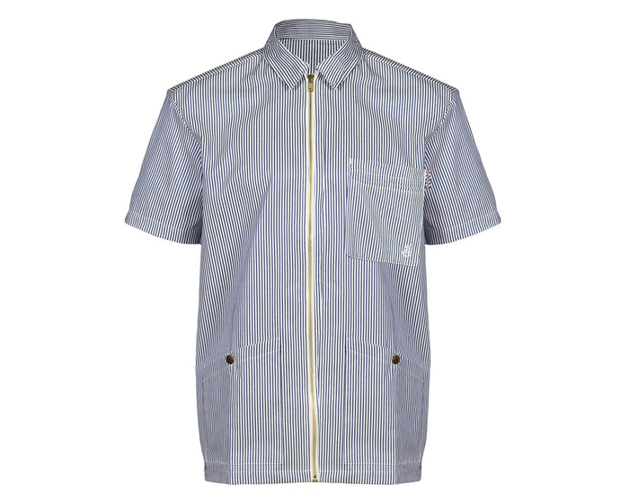 OG Barber Smock Navy Stripe - Front