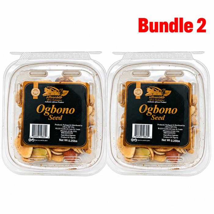 Ogbono Seeds in branded packaging, authentic African bush mango seeds used as a natural soup thickener, ideal for preparing rich, flavorful Nigerian ogbono soup and traditional West African dishes.