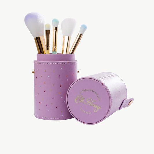 Oh-Flossy-Kids-Natural-Makeup-Rainbow-brushes-with-case
