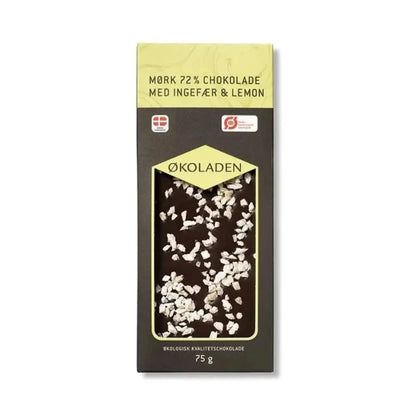 ØKOLADEN - ØKOLOGISK MØRK 72% CHOKOLADE - INGEFÆR & LEMON
