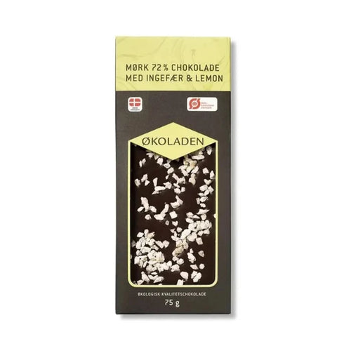 ØKOLADEN - ØKOLOGISK MØRK 72% CHOKOLADE - INGEFÆR & LEMON