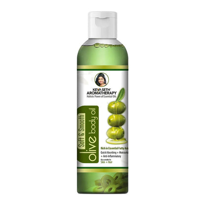 Olive Body Oil, Quick Absorbing Non-Sticky Nourishment I Hair & Skin, Daily Use After Bath Massage Oil I Pure Olive & Essential Oils Enriched - Keya Seth Aromatherapy