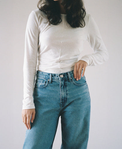 Olive Mid Rise Slouchy Marina Mid Blue Jean