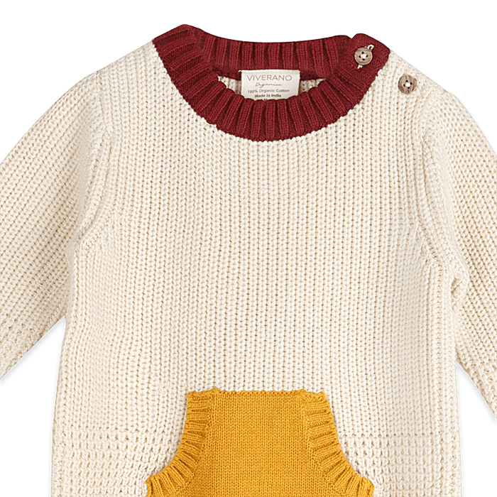 Organic Cotton Oliver Chunky Knit Baby Jumpsuit, Detail