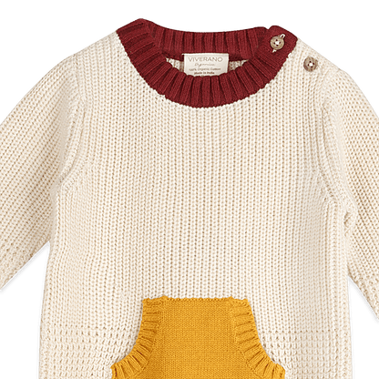 Organic Cotton Oliver Chunky Knit Baby Jumpsuit, Detail