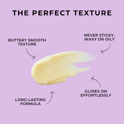 buttery smooth, non-sticky, long-lasting formula.