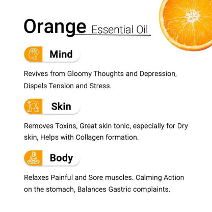 Orange Essential Oil, Therapeutic, Pure & Natural, Refreshing Citrus Fragrance, Antidepressant & Excellent Skin tonic, 10ml - Keya Seth Aromatherapy