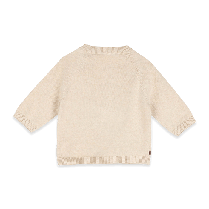 Organic Cotton Owl Embroidered Knit Baby Cardigan, Back