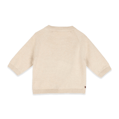 Organic Cotton Owl Embroidered Knit Baby Cardigan, Back