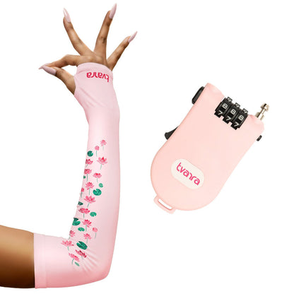 Padmaa Arm Sleeves + Secure Loop Helmet Lock Combo - Baby Pink