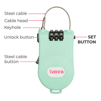 Padmaa Arm Sleeves + Secure Loop Helmet Lock Combo - Mint Green