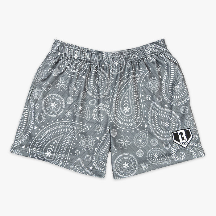 Gray Paisley shorts — front view