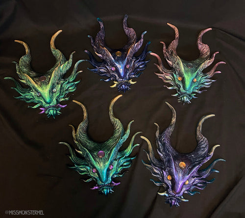 PANOPTES BEAST WALL SCULPTURE- GREENS/PURPLES