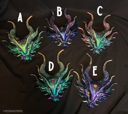PANOPTES BEAST WALL SCULPTURE- GREENS/PURPLES