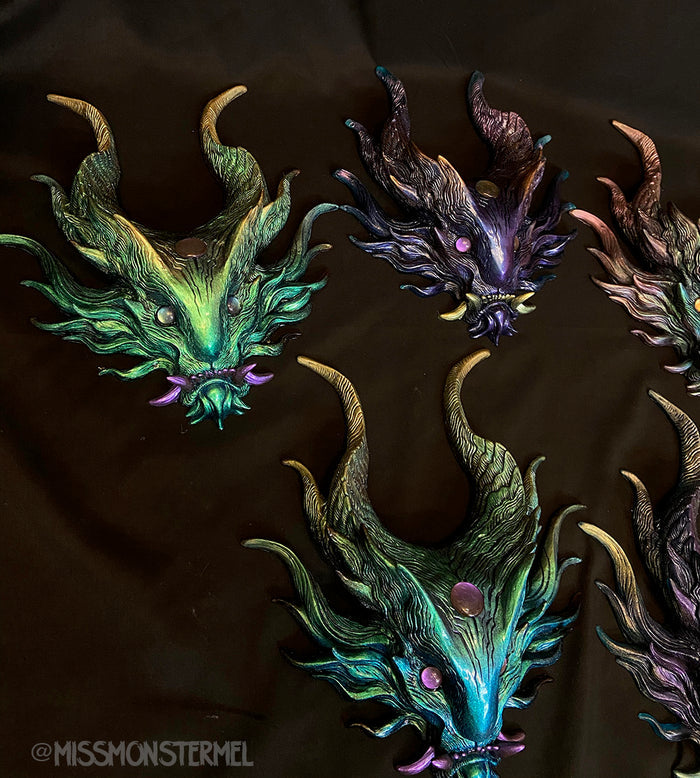 PANOPTES BEAST WALL SCULPTURE- GREENS/PURPLES