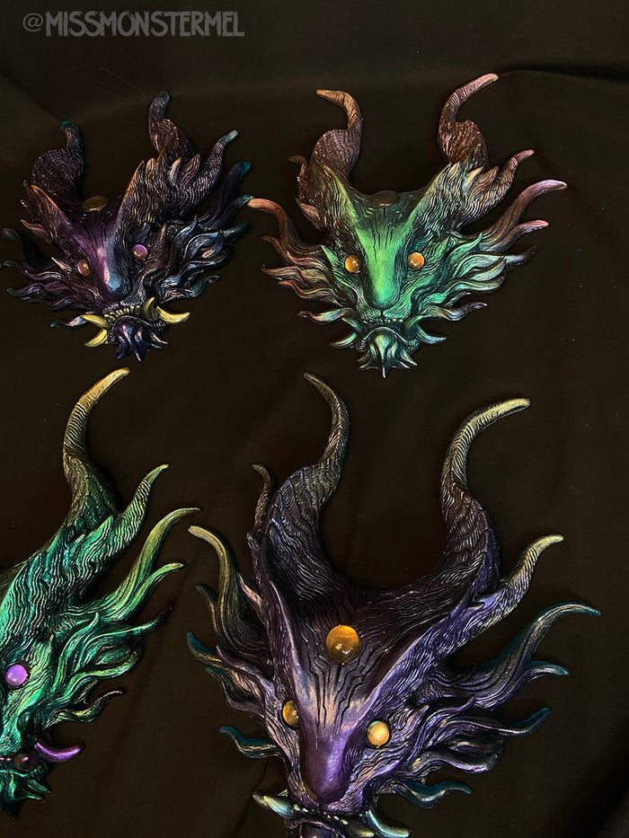 PANOPTES BEAST WALL SCULPTURE- GREENS/PURPLES