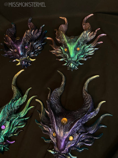 PANOPTES BEAST WALL SCULPTURE- GREENS/PURPLES