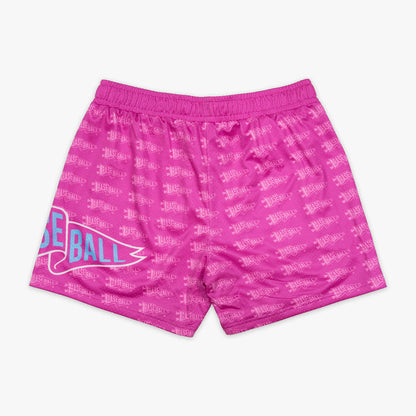 Pink Pennant Cotton Candy Pink youth shorts — back view
