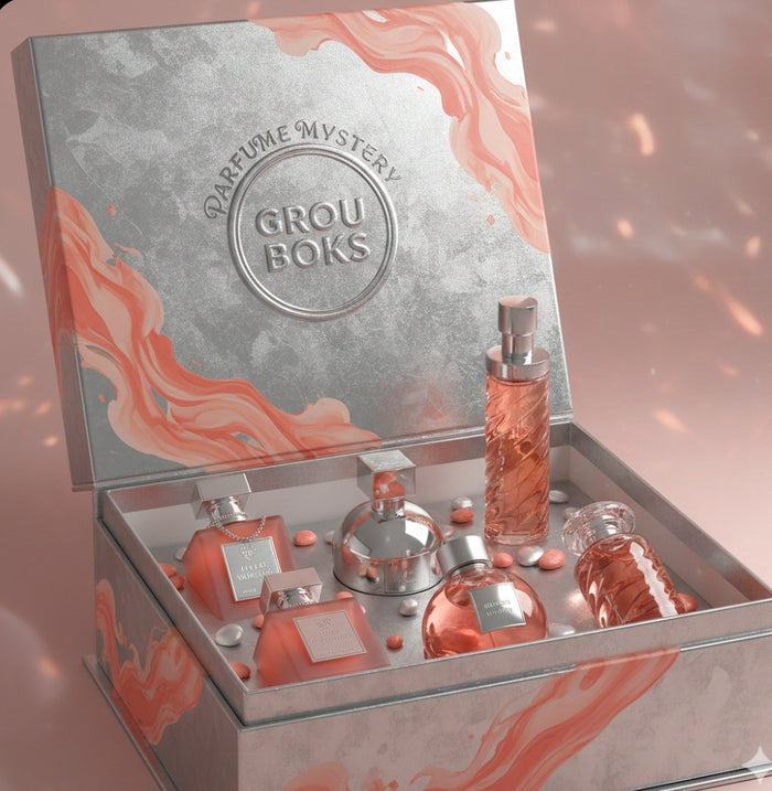 Perfume Mystery Box - 6 Surprise Fragrances with *free refillable tube for your handbag or to mix your own Scent*