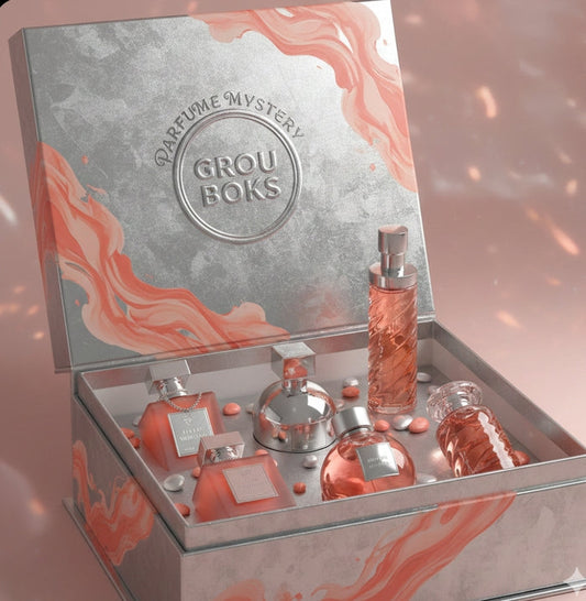 Perfume Mystery Box - 6 Surprise Fragrances with *free refillable tube for your handbag or to mix your own Scent*