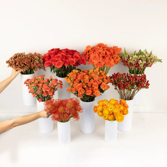 Persimmon Orange Bouquet Bar Flower Kit Close Up - Image