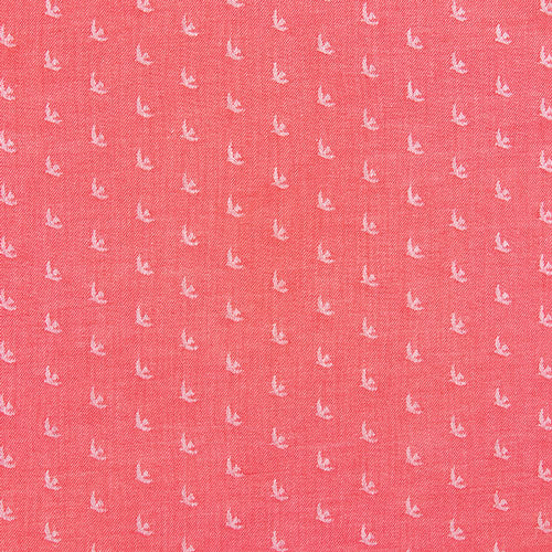 Pink fabric with small white bird pattern