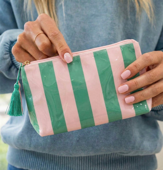 Pink/Green Striped Bag