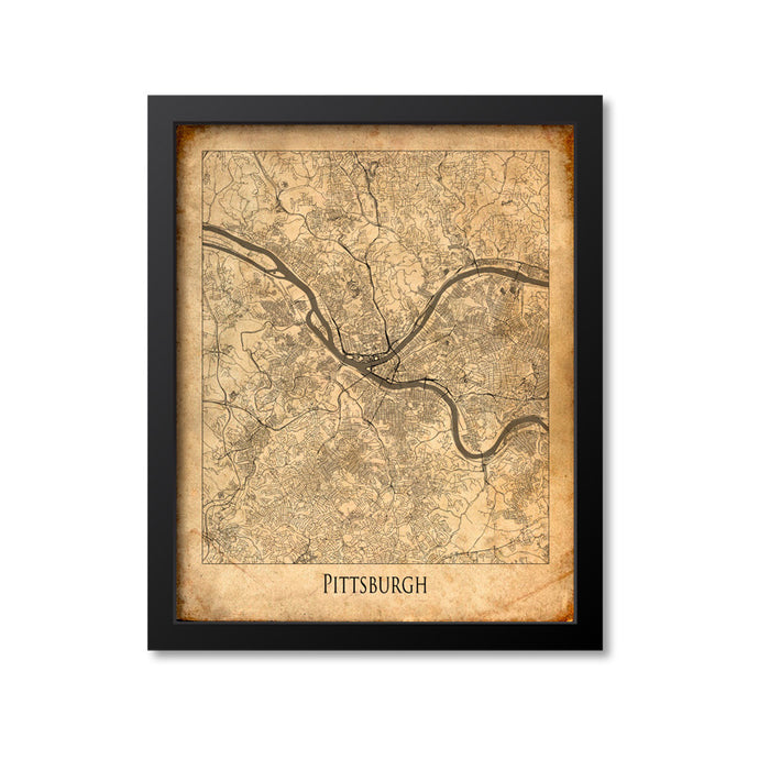 Pittsburgh Map Art Print, Pennsylvania