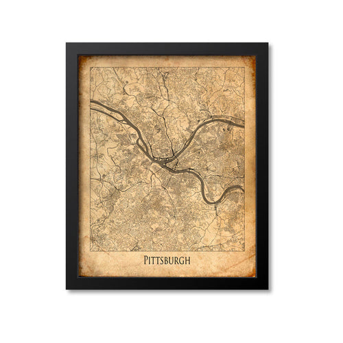 Pittsburgh Map Art Print, Pennsylvania