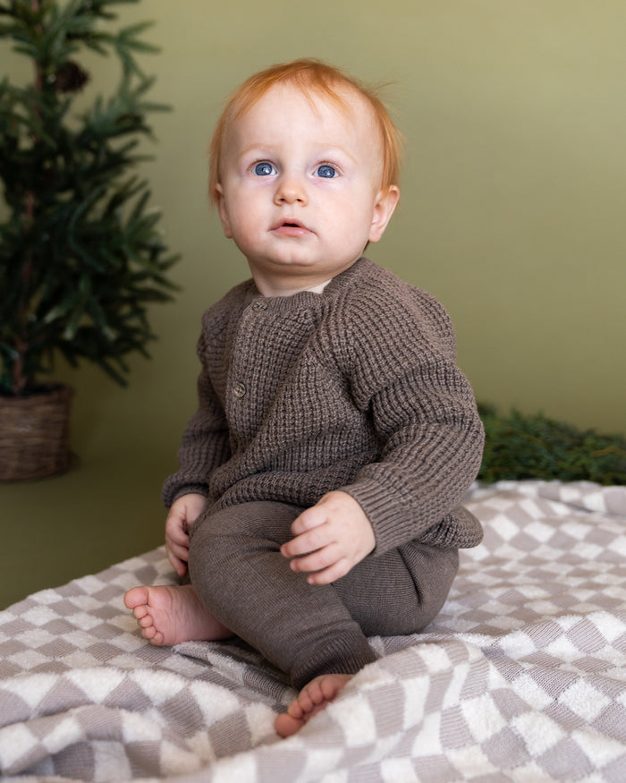 Pocket & Button Chunky Sweater Knit Baby Jumpsuit (Organic Cotton)