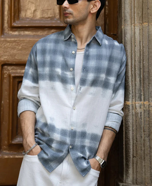 Powerlook Blue Abstract Printed Cotton Shirt