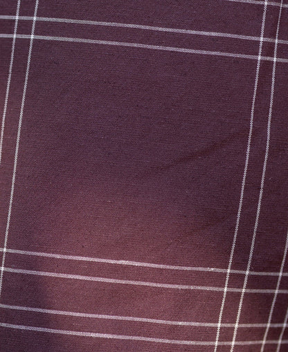 Powerlook Brown Checkered Linen Blend Cotton Shirt
