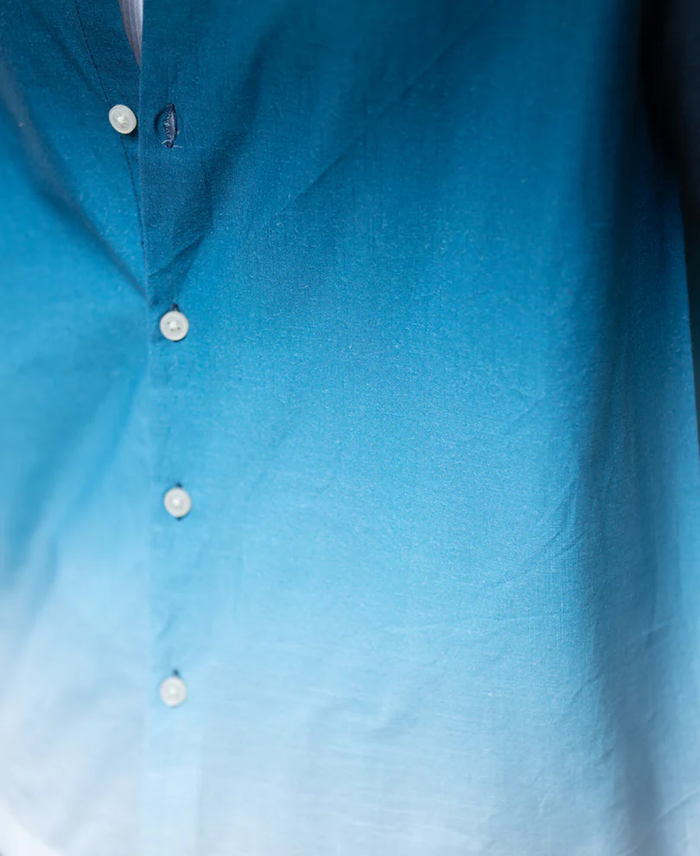 Powerlook Dark Navy Ombre Cotton Shirt