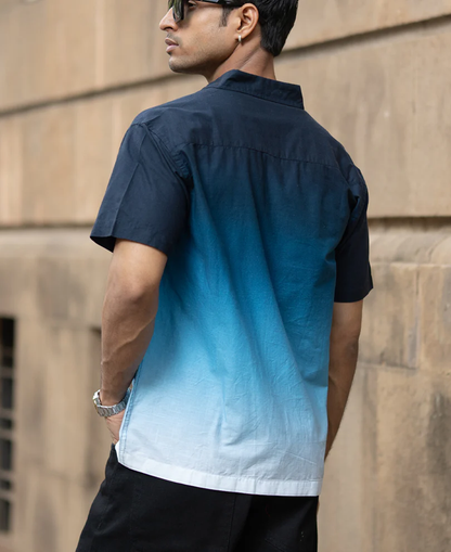 Powerlook Dark Navy Ombre Cotton Shirt