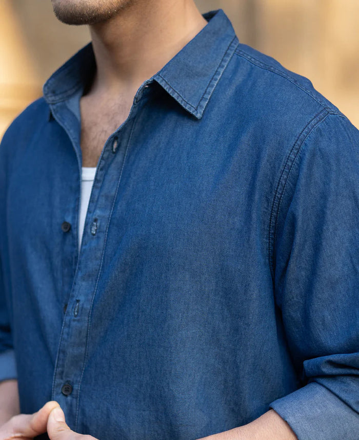 Powerlook Indigo Ombre Lightweight Cotton Shirt