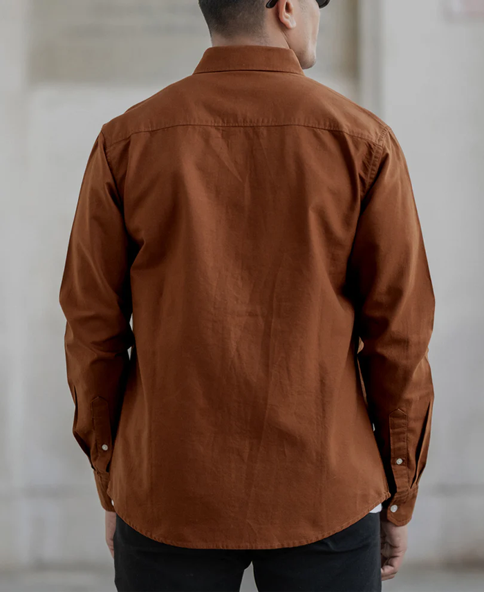 Powerlook Tan Cotton Oxford Shirt